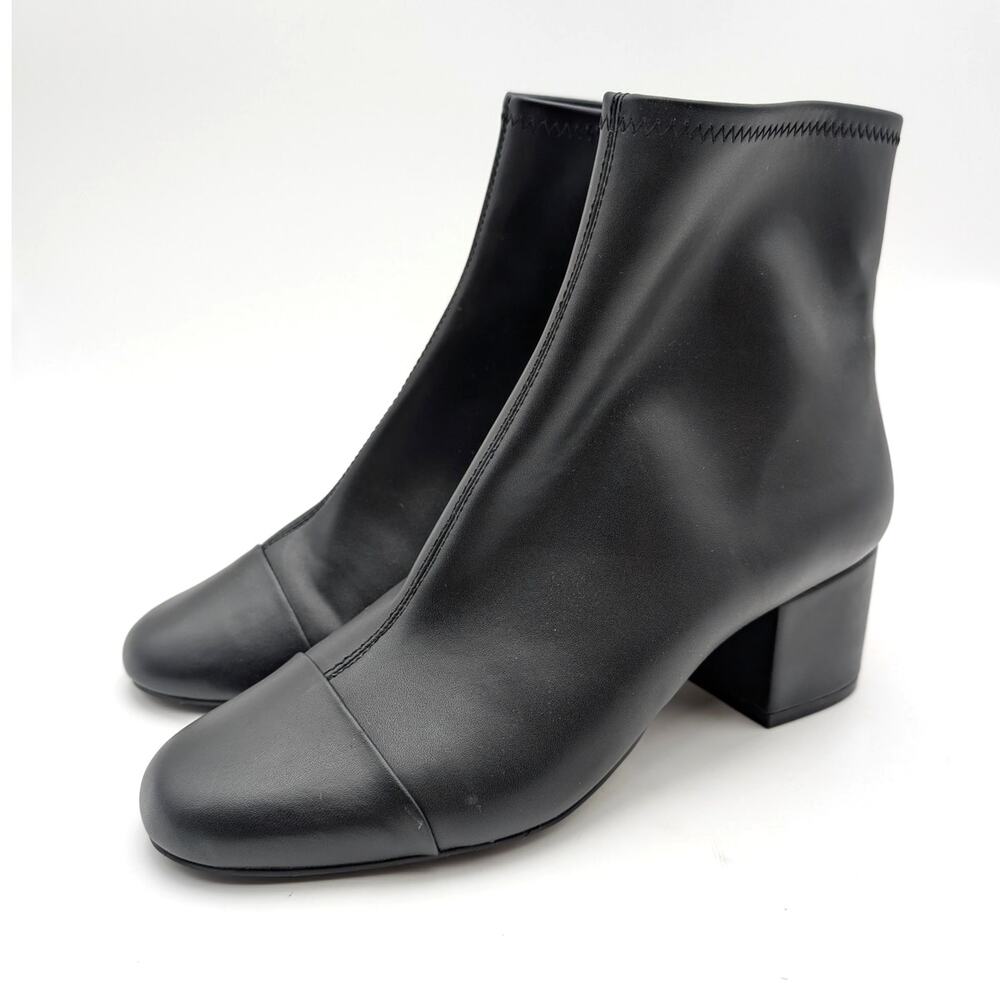 Linea Paolo Willis Block Heel Ankle Bootie Side Zip Women's Black Sz US9M EU39.5
